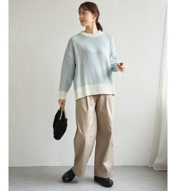 ikka「ヘリンボン柄ニットプルオーバー」|プルオーバー|