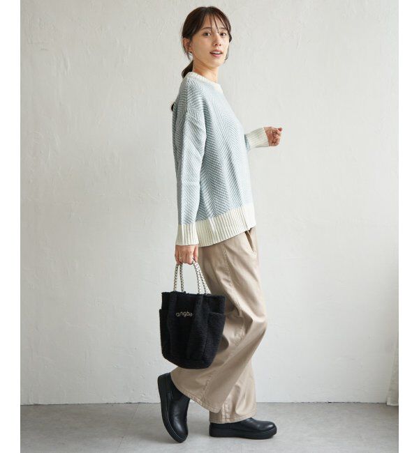 ikka「ヘリンボン柄ニットプルオーバー」|プルオーバー|