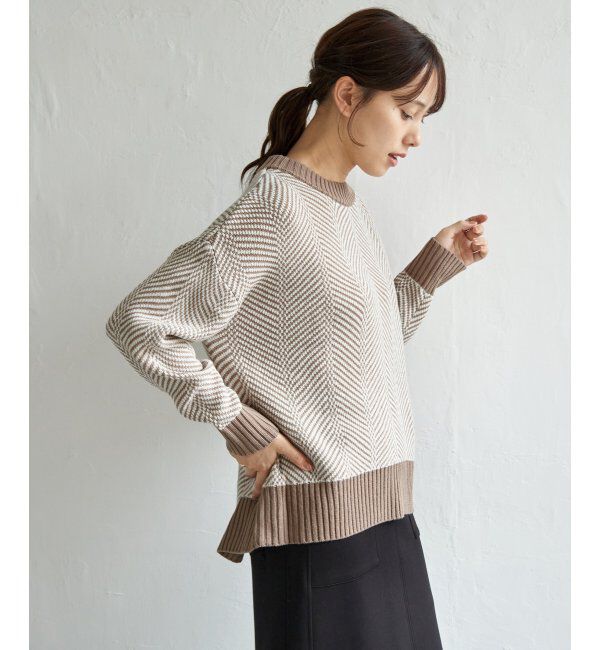 ikka「ヘリンボン柄ニットプルオーバー」|プルオーバー|