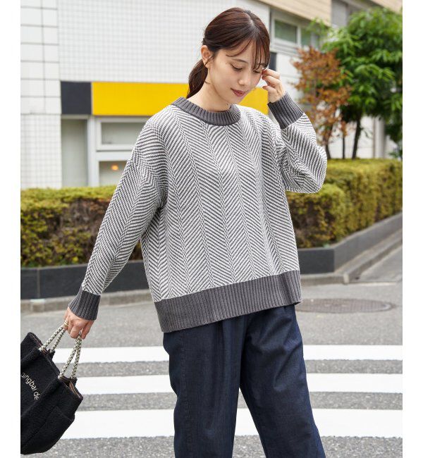 ikka「ヘリンボン柄ニットプルオーバー」|プルオーバー|