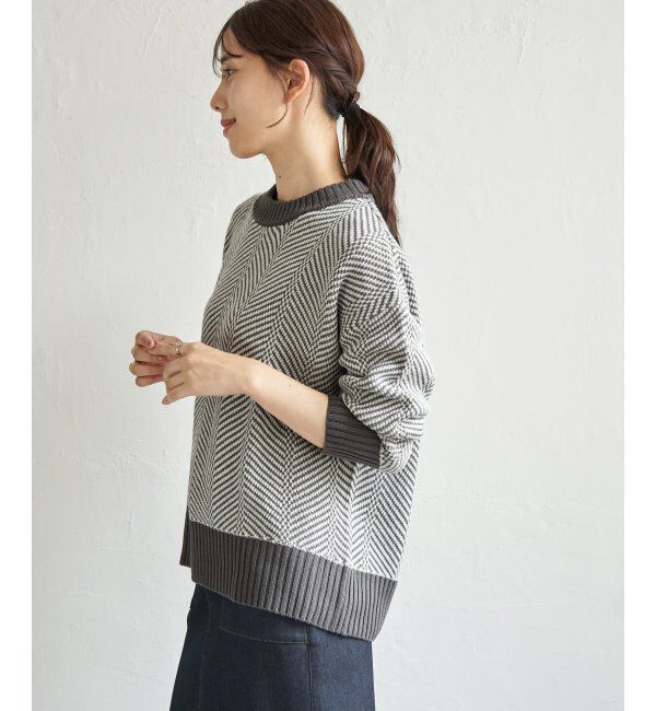 ikka「ヘリンボン柄ニットプルオーバー」|プルオーバー|