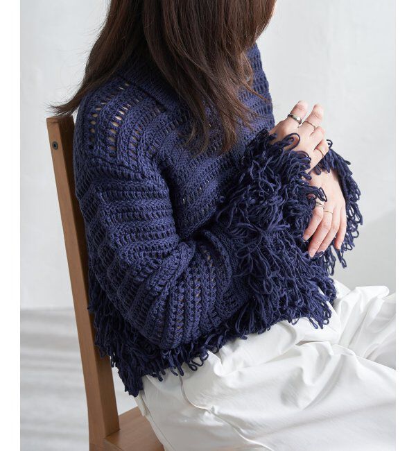 VENCE share style「メッシュフリンジカーディガン」|カーディガン|