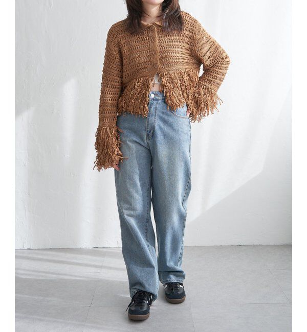 VENCE share style「メッシュフリンジカーディガン」|カーディガン|