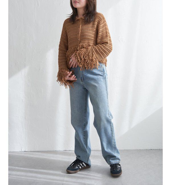 VENCE share style「メッシュフリンジカーディガン」|カーディガン|