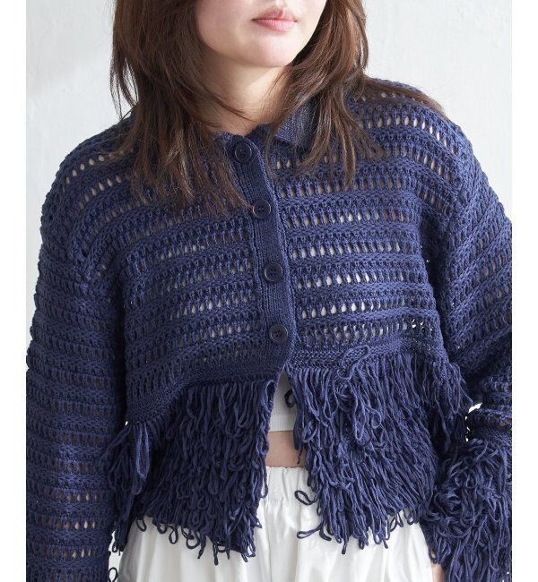 VENCE share style「メッシュフリンジカーディガン」|カーディガン|