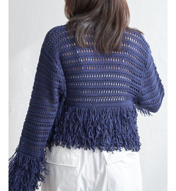 VENCE share style「メッシュフリンジカーディガン」|カーディガン|