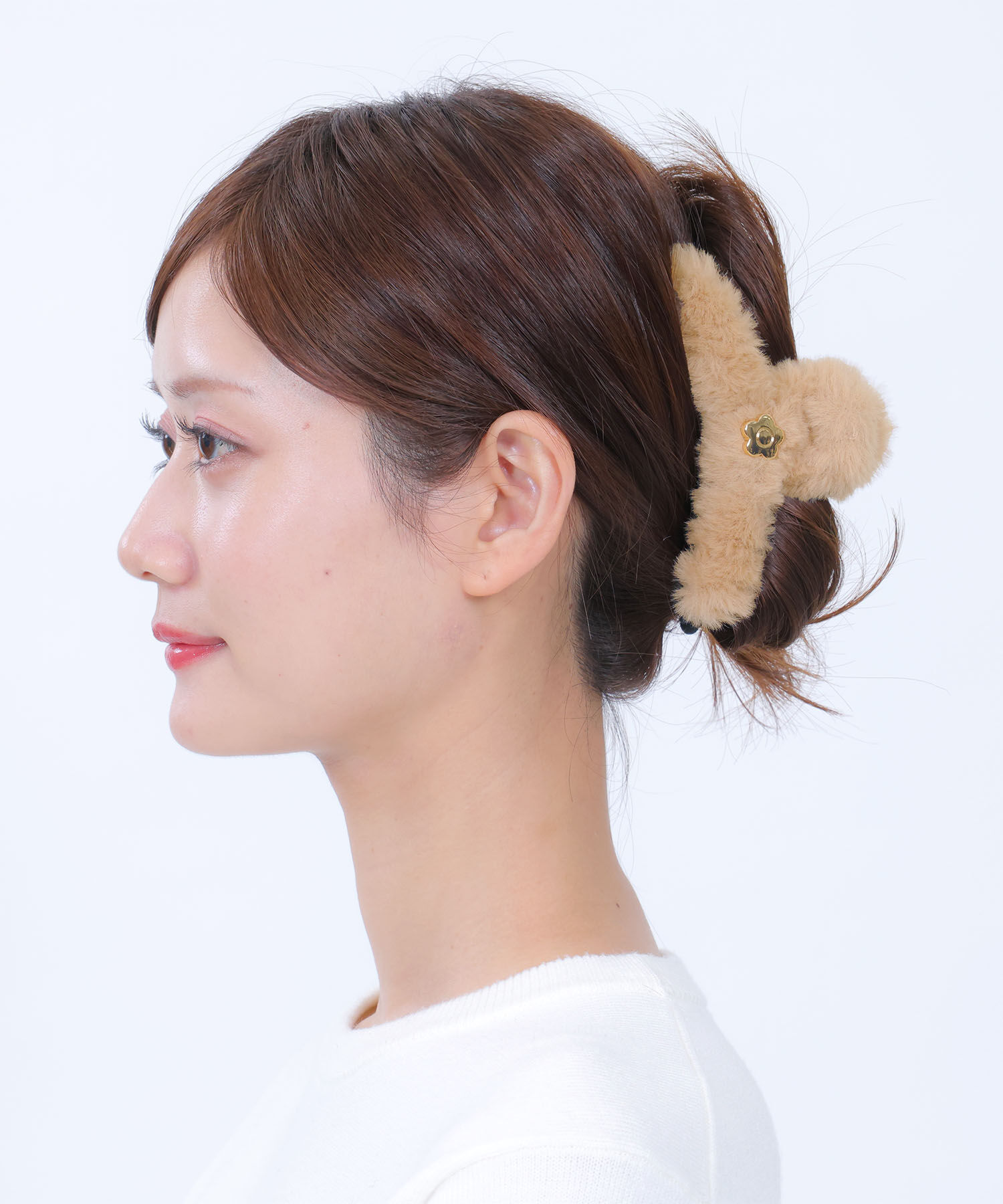 MARY QUANT「エコファー バンスクリップ」|ヘアバンド|ベージュ