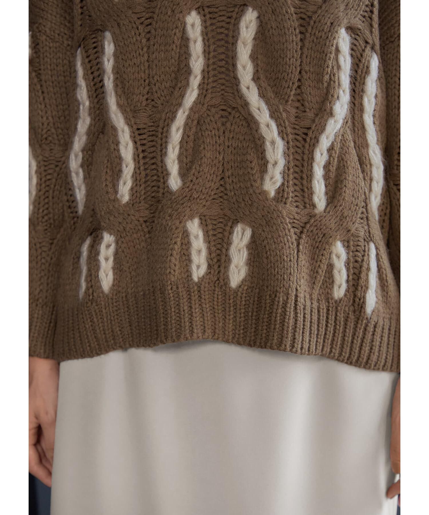 STYLE DELI「ゆる編みランダムケーブルニットトップス」|ニット・セーター|