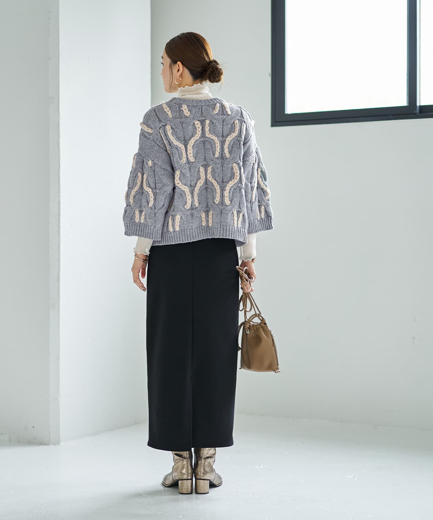 STYLE DELI「ゆる編みランダムケーブルニットトップス」|ニット・セーター|