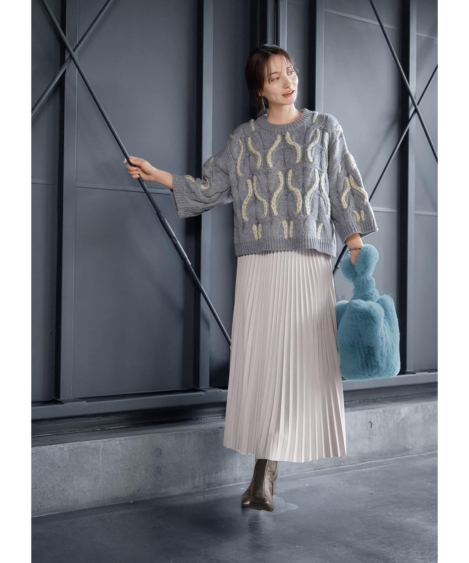 STYLE DELI「ゆる編みランダムケーブルニットトップス」|ニット・セーター|