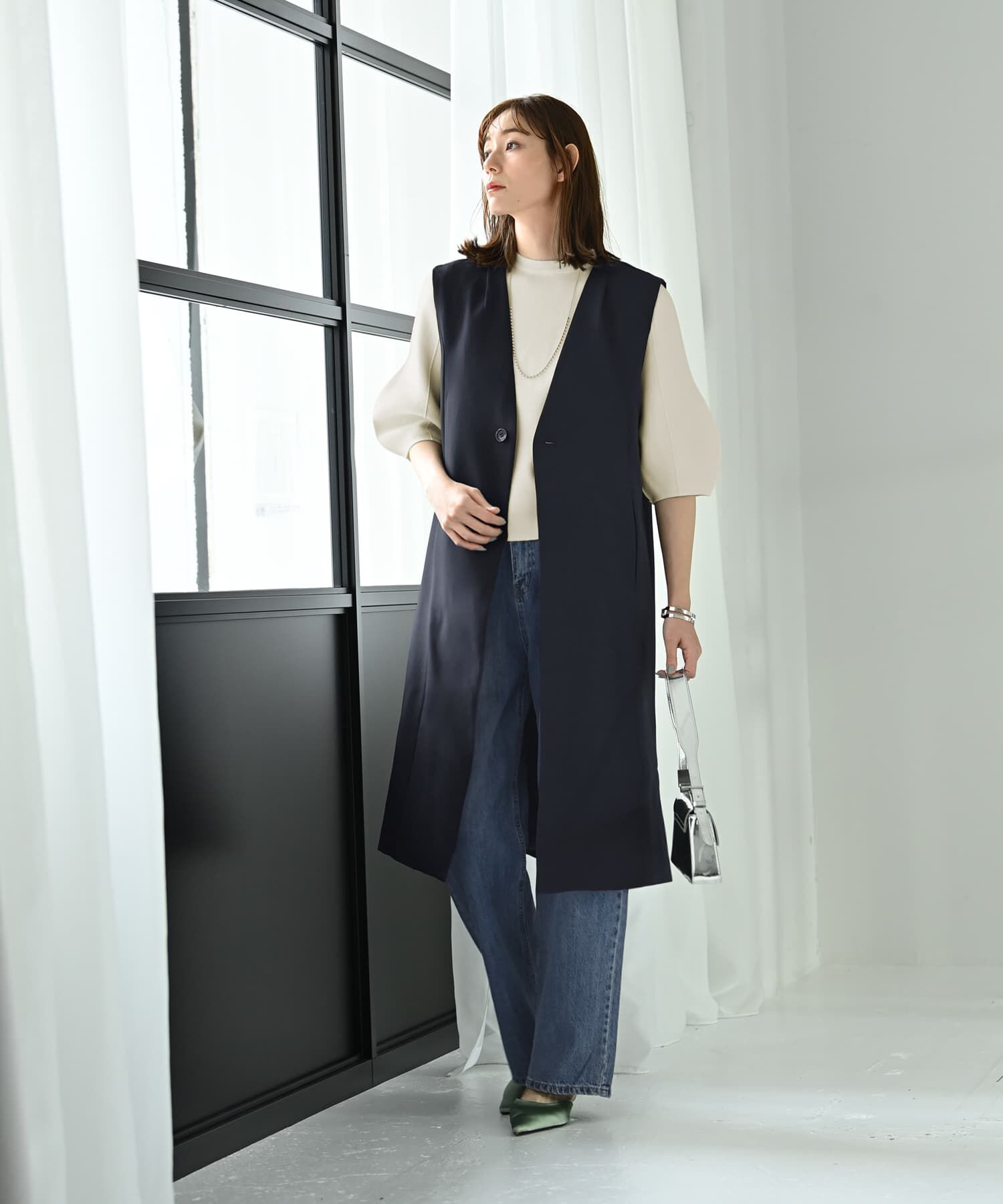 STYLE DELI「【Kana Oyama&times;BLK001】ロングジレ／DELI size」|ベスト・ジレ|