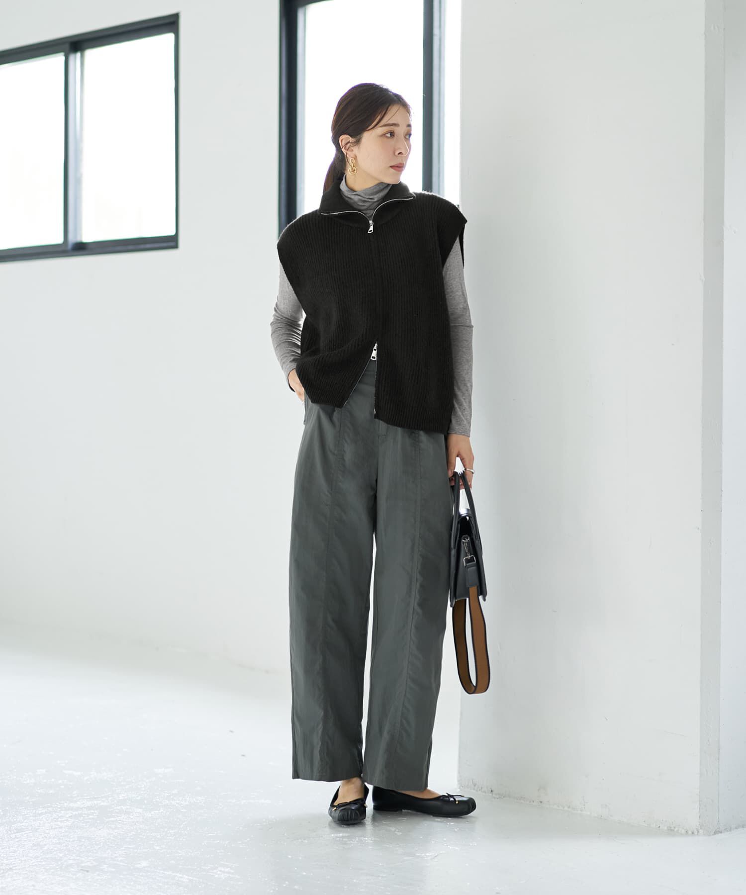 STYLE DELI「Wファスナースタンドネックニットベスト」|ニット・セーター|