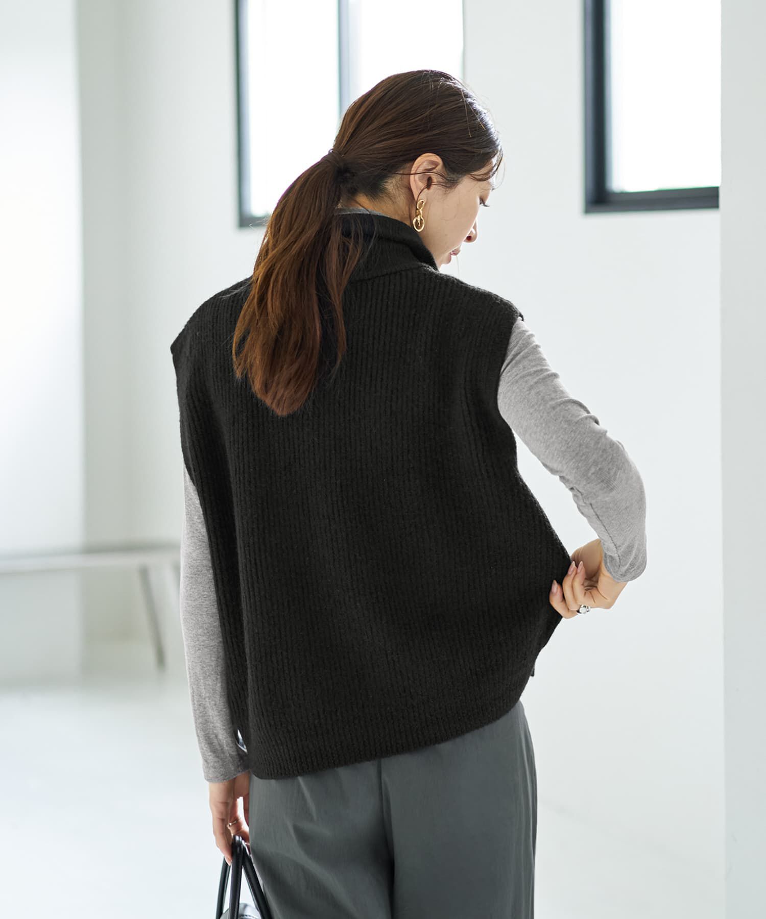 STYLE DELI「Wファスナースタンドネックニットベスト」|ニット・セーター|