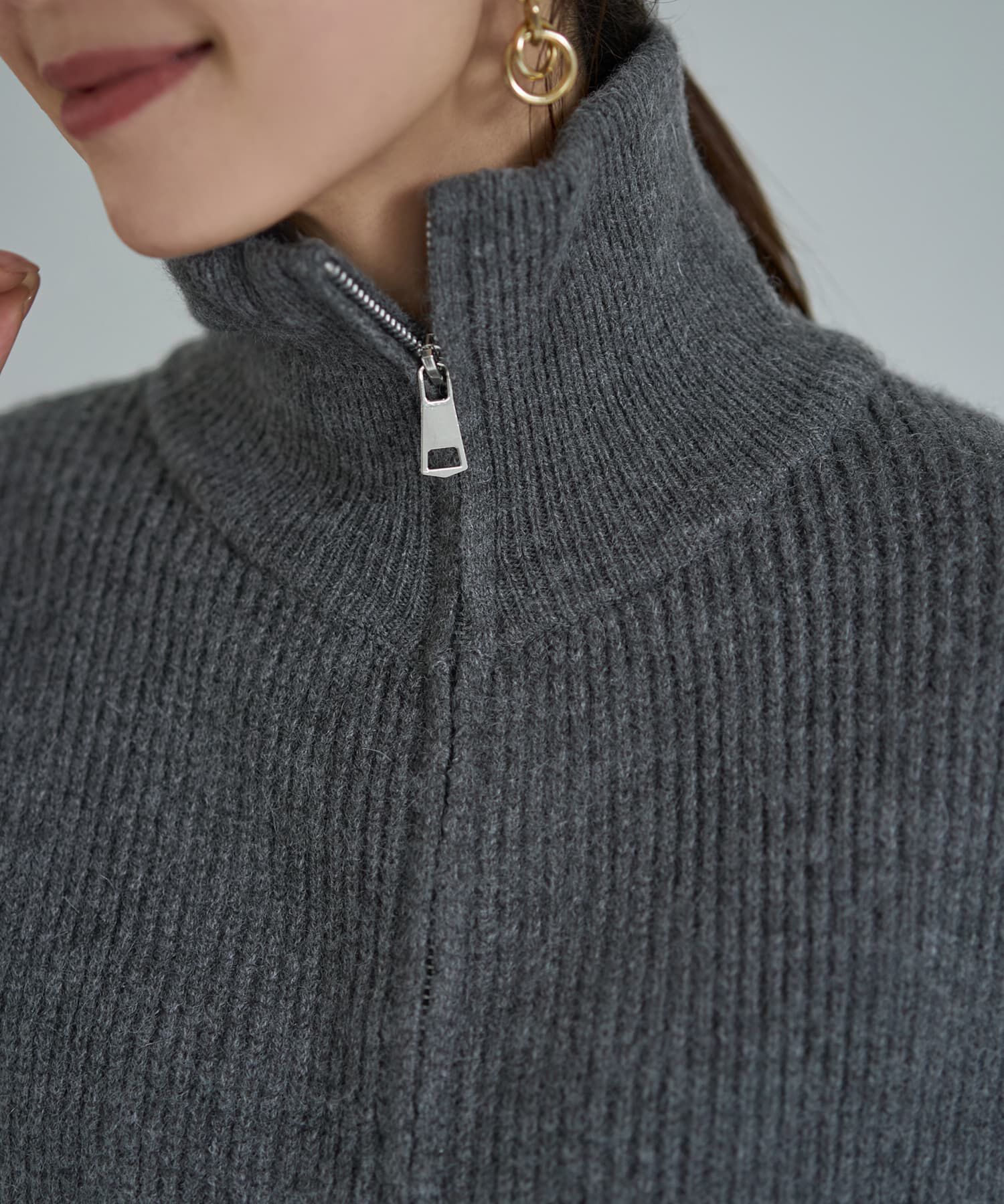 STYLE DELI「Wファスナースタンドネックニットベスト」|ニット・セーター|