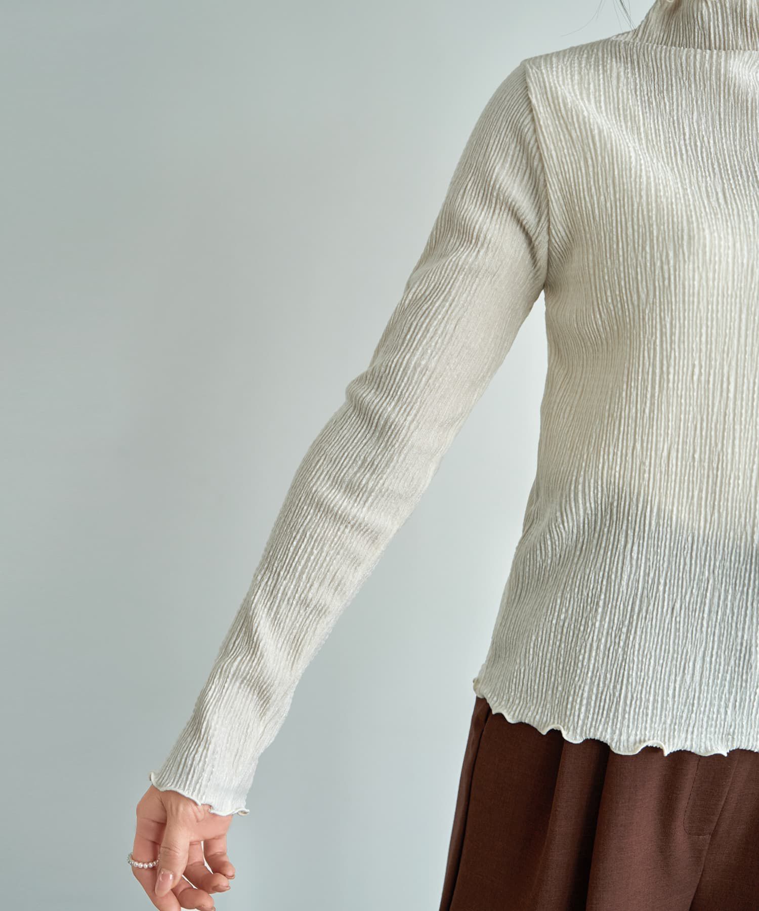 STYLE DELI「楊柳ベロア端っこメロウトップス」|Tシャツ・カットソー|