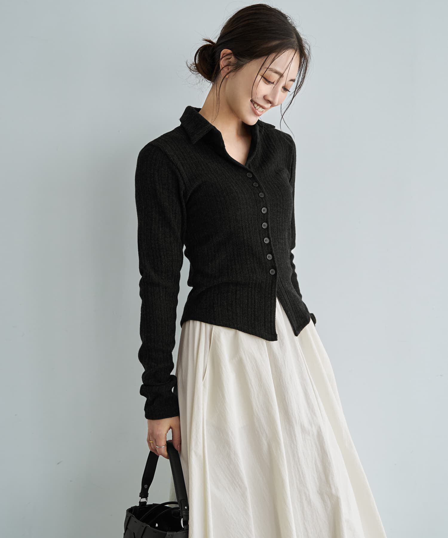 STYLE DELI「リブニットソー襟付きトップス」|Tシャツ・カットソー|