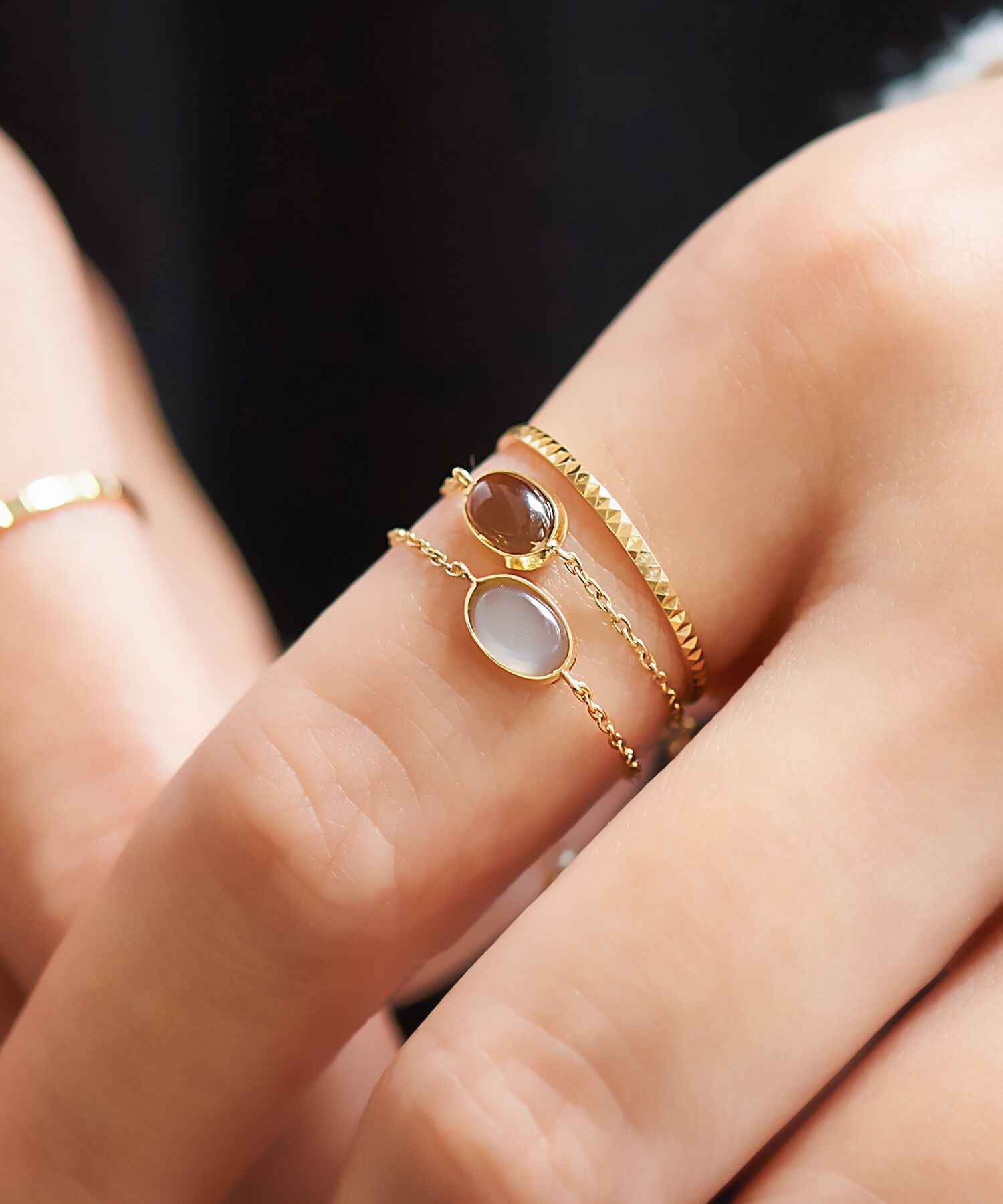 JUPITER「【K10】天然石チェーンリング/スモーキークォーツ」|リング|