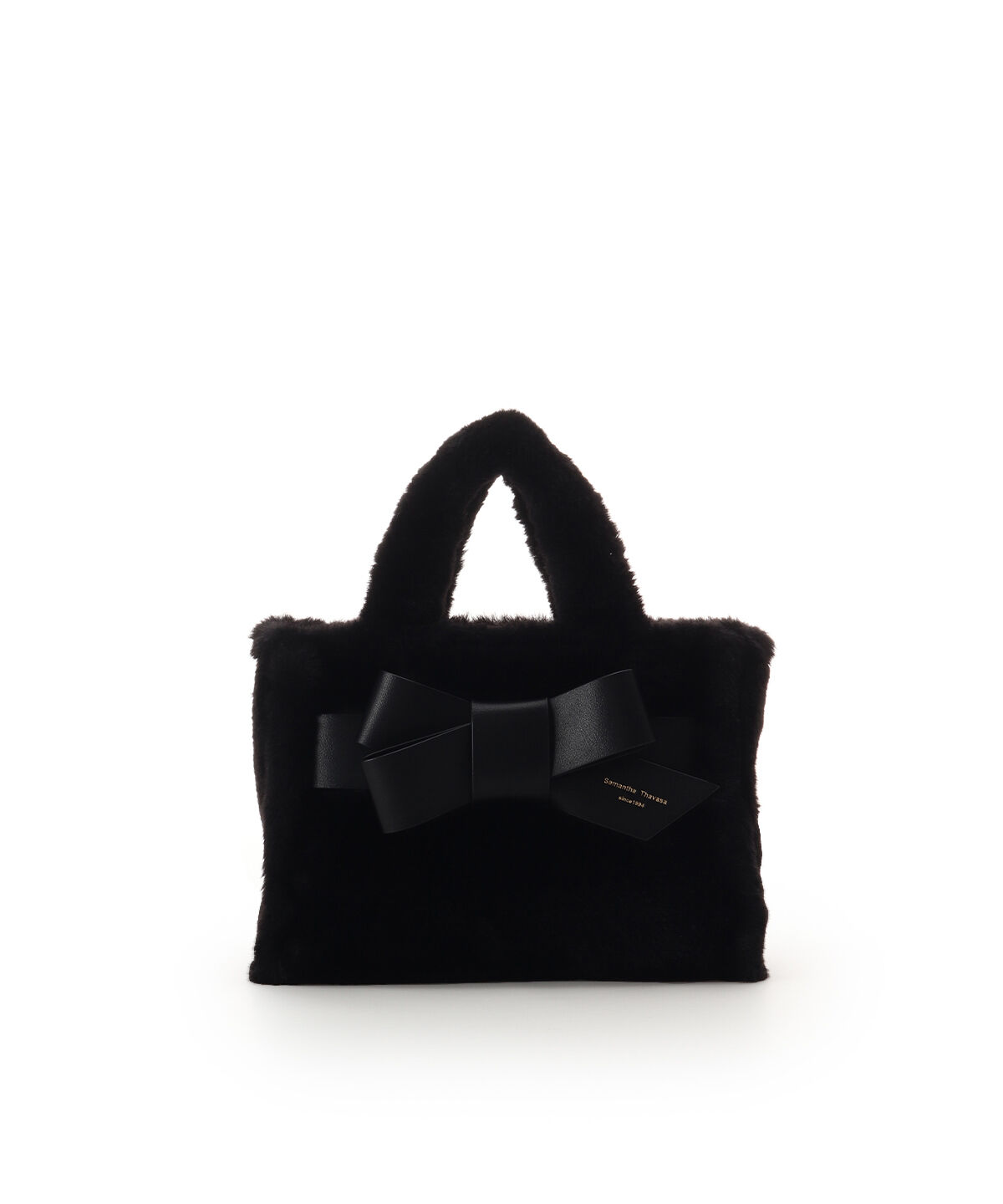 Samantha Thavasa「ワンポイントリボン ファーバッグ」|ハンドバッグ|ブラック