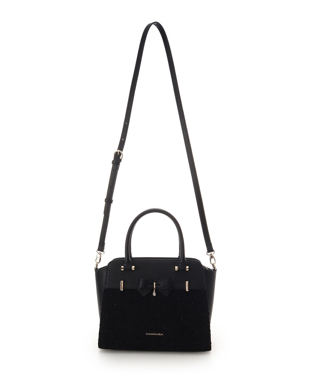 Samantha Vega「ラメツイードアクセントリボンハンドバッグ」|ハンドバッグ|