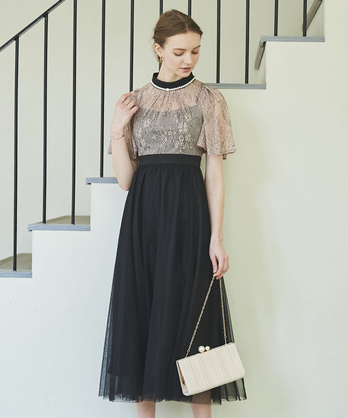 アンドクチュール「コードチュール刺しゅうフレアドレス」|ドレス|