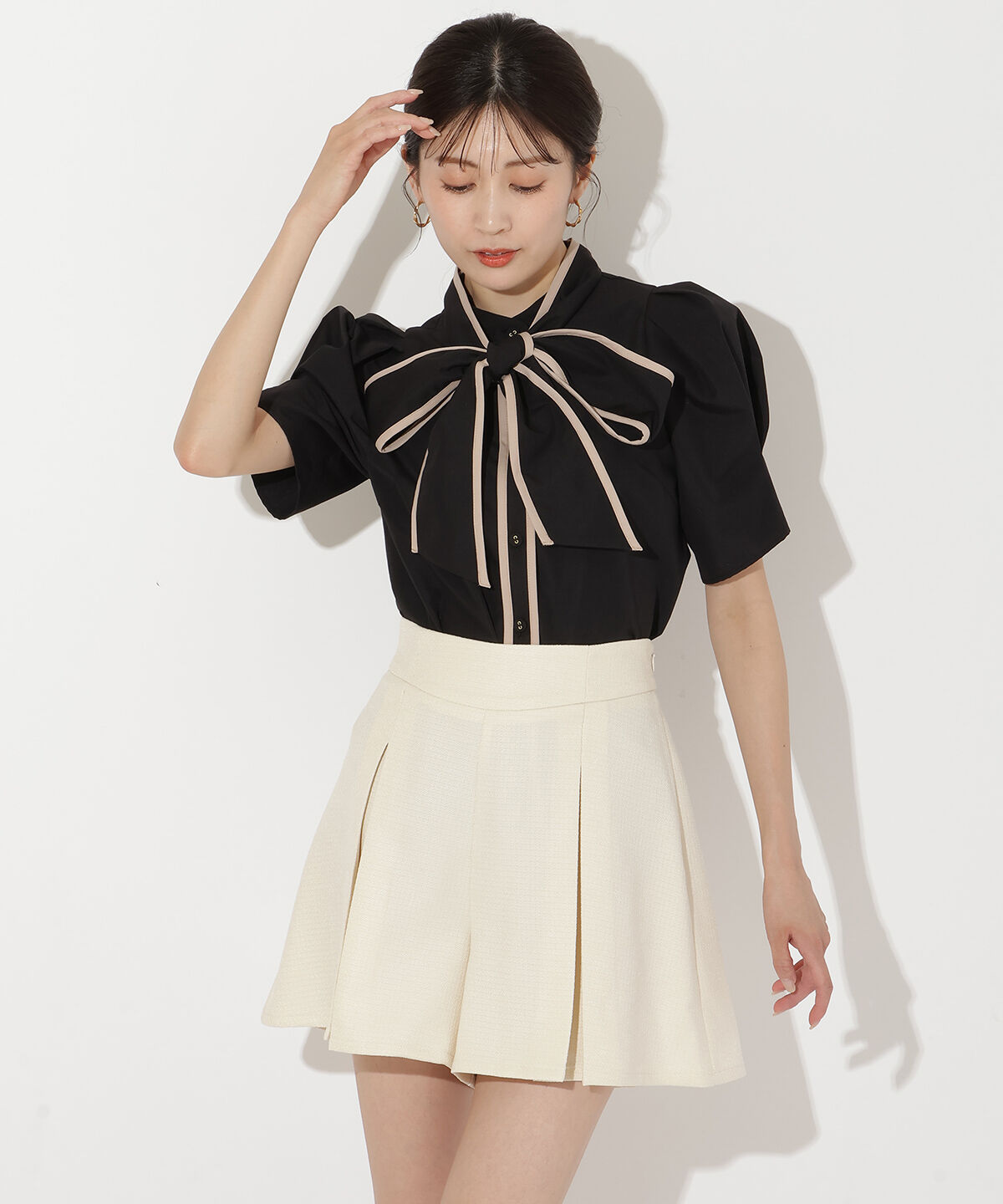 アンドクチュール「ブッチャーショートパンツ」|キュロット|