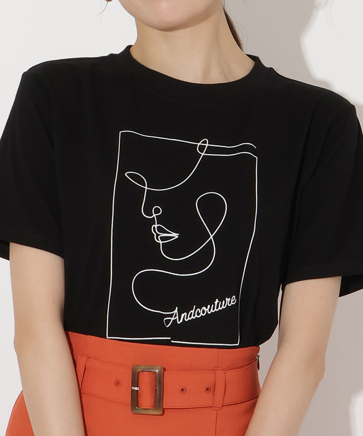 アンドクチュール「モダンフェイスプリントTシャツ」|Tシャツ・カットソー|