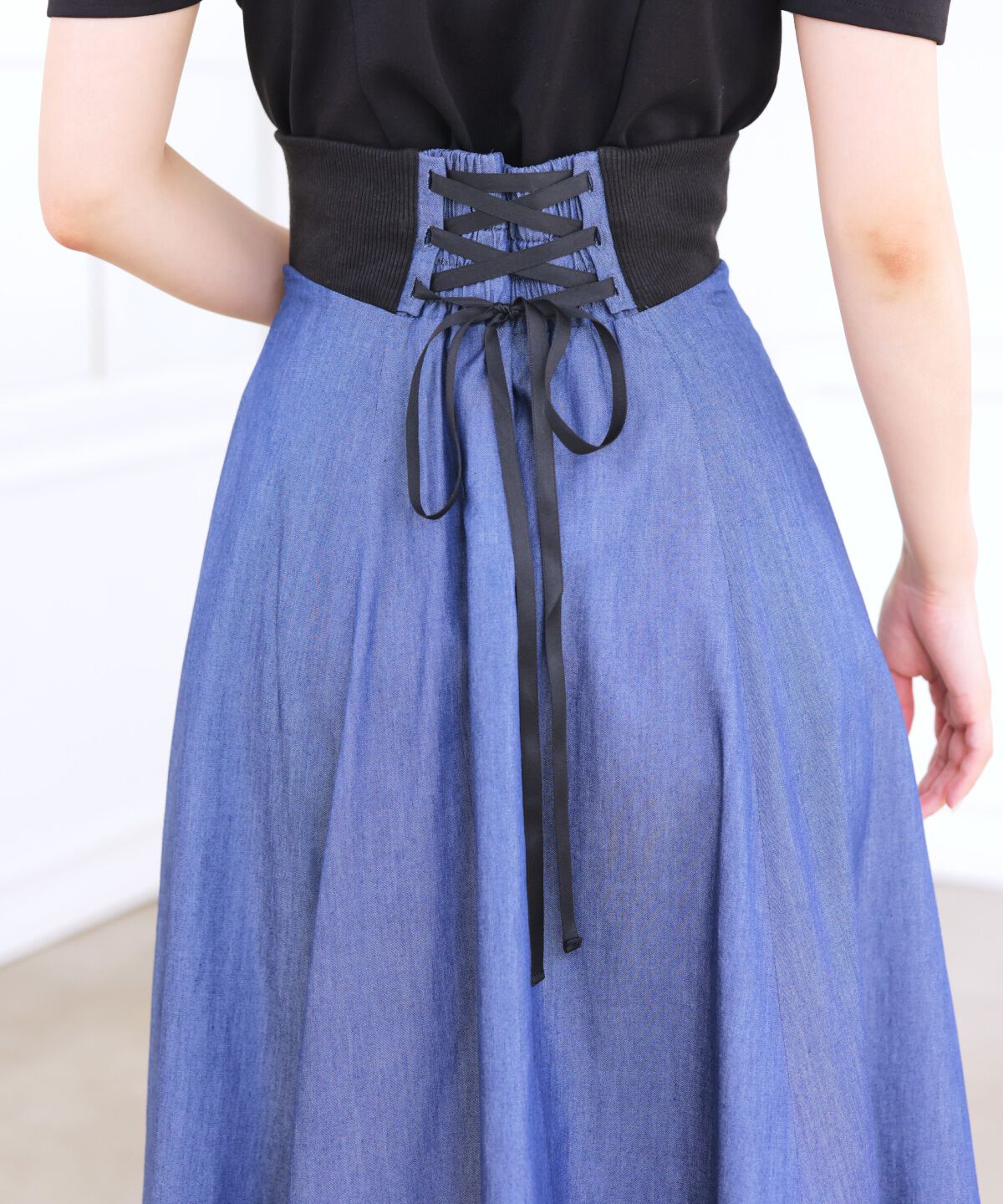 アンドクチュール「サイドリブシャンブレーデニムスカート」|スカート|