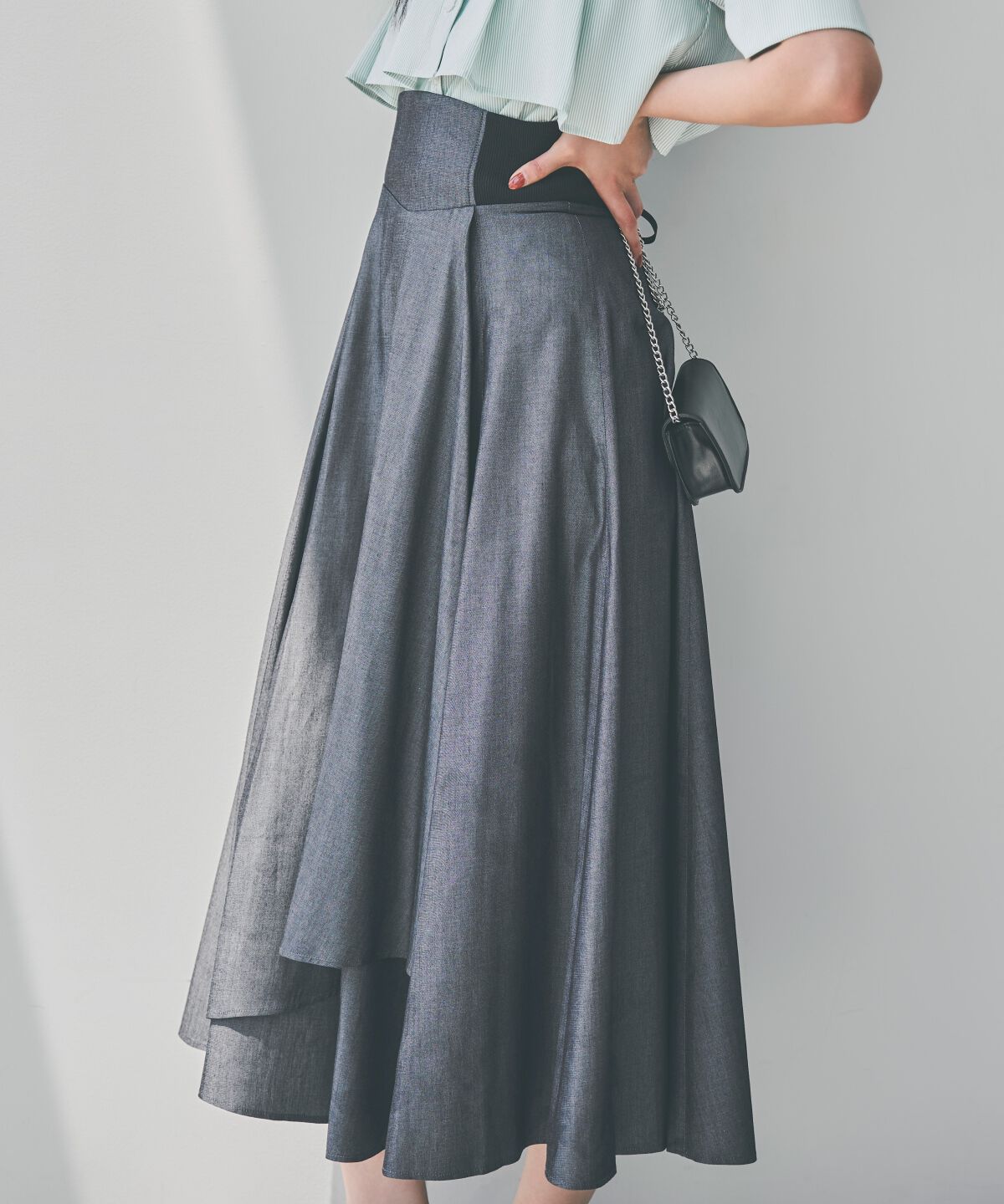 アンドクチュール「サイドリブシャンブレーデニムスカート」|スカート|