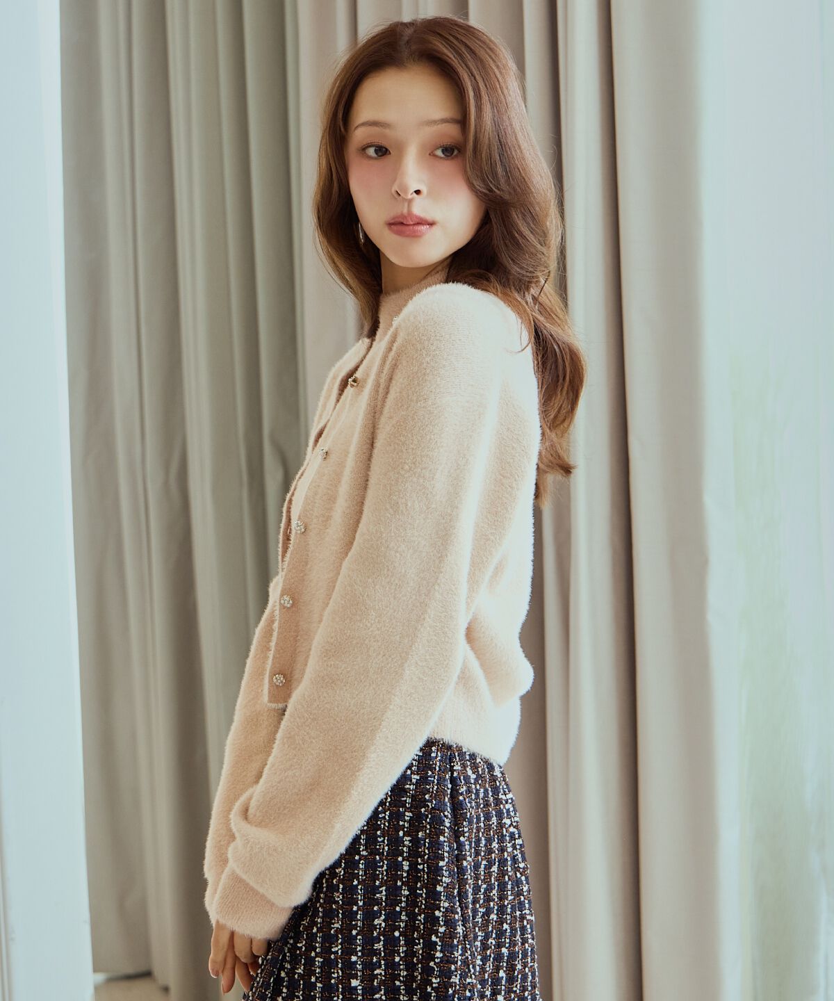 アンドクチュール「ラメフェザーニットアンサンブル」|カーディガン|