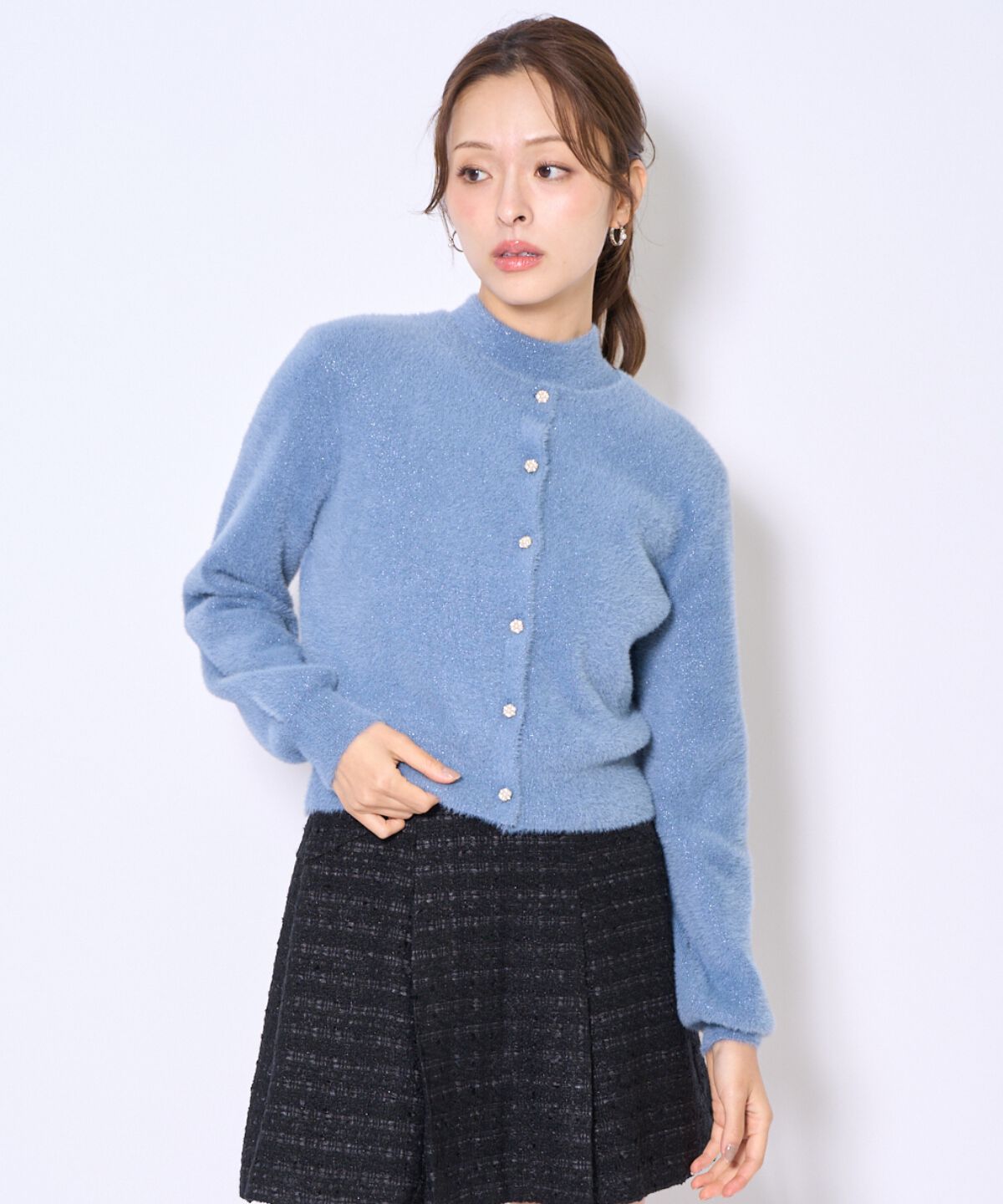 アンドクチュール「ラメフェザーニットアンサンブル」|カーディガン|