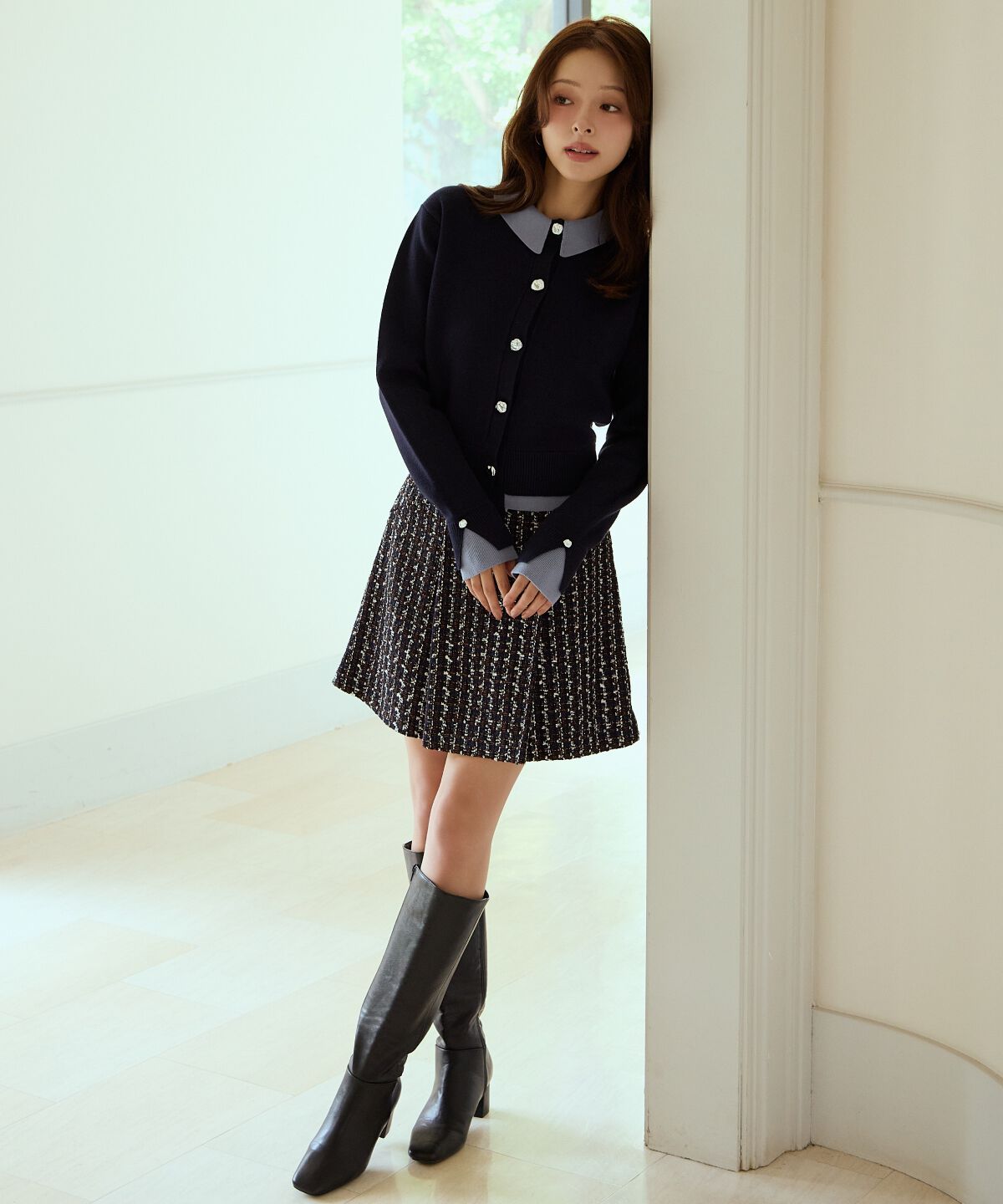 アンドクチュール「レイヤードライクニットカーデ」|カーディガン|