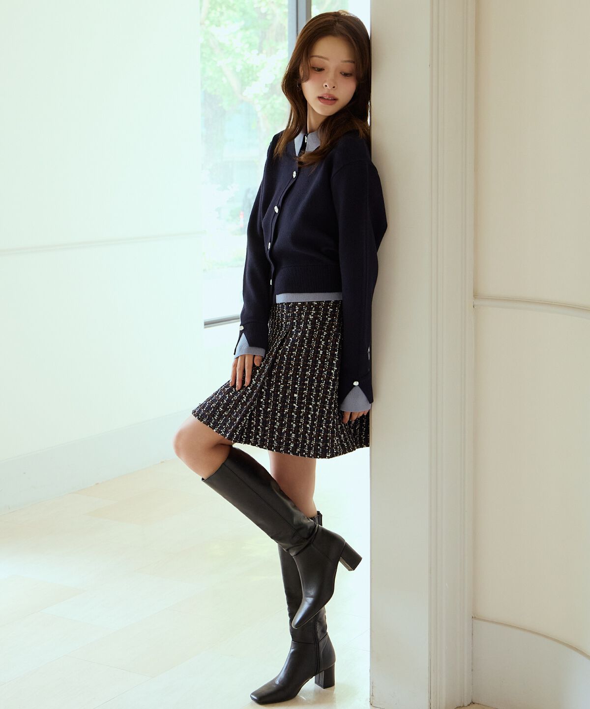 アンドクチュール「レイヤードライクニットカーデ」|カーディガン|