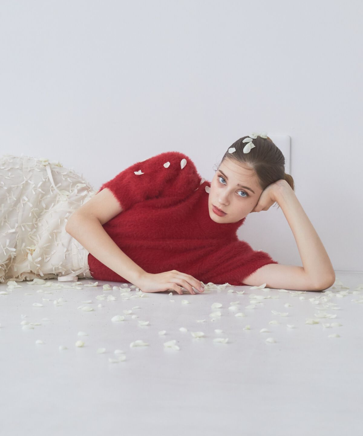 REDYAZEL「フェザーライク半袖ニットプルオーバー」|ニット・セーター|