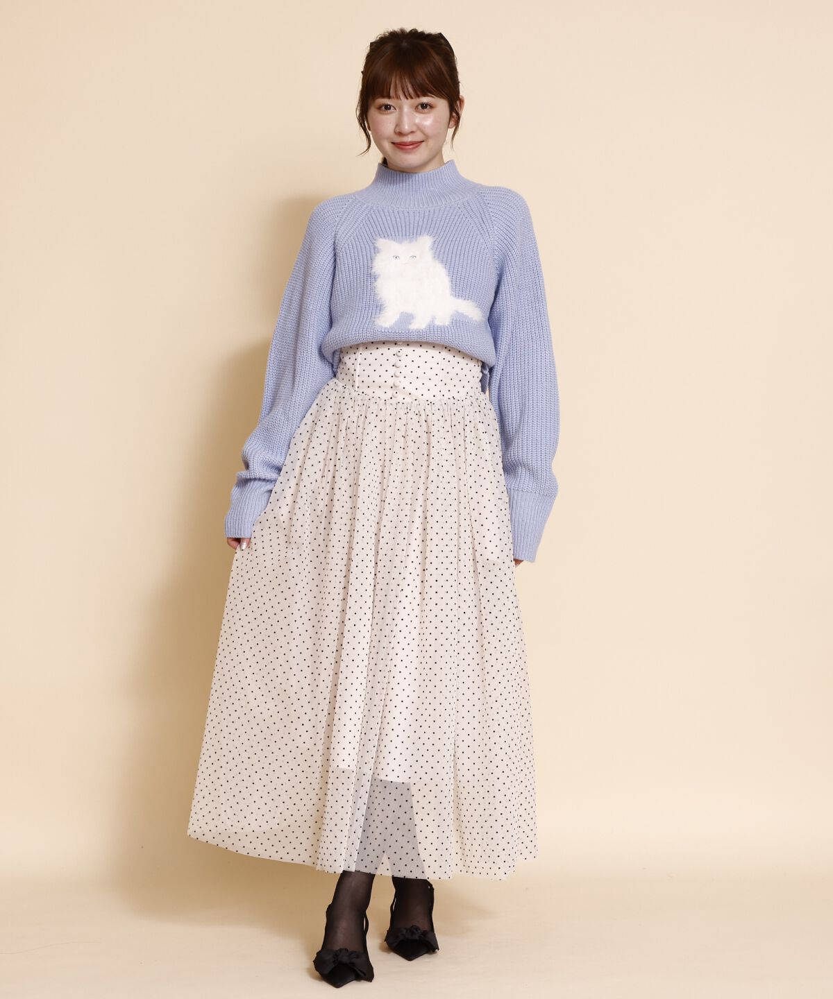 REDYAZEL「ドットチュールフレアスカート」|フレア|