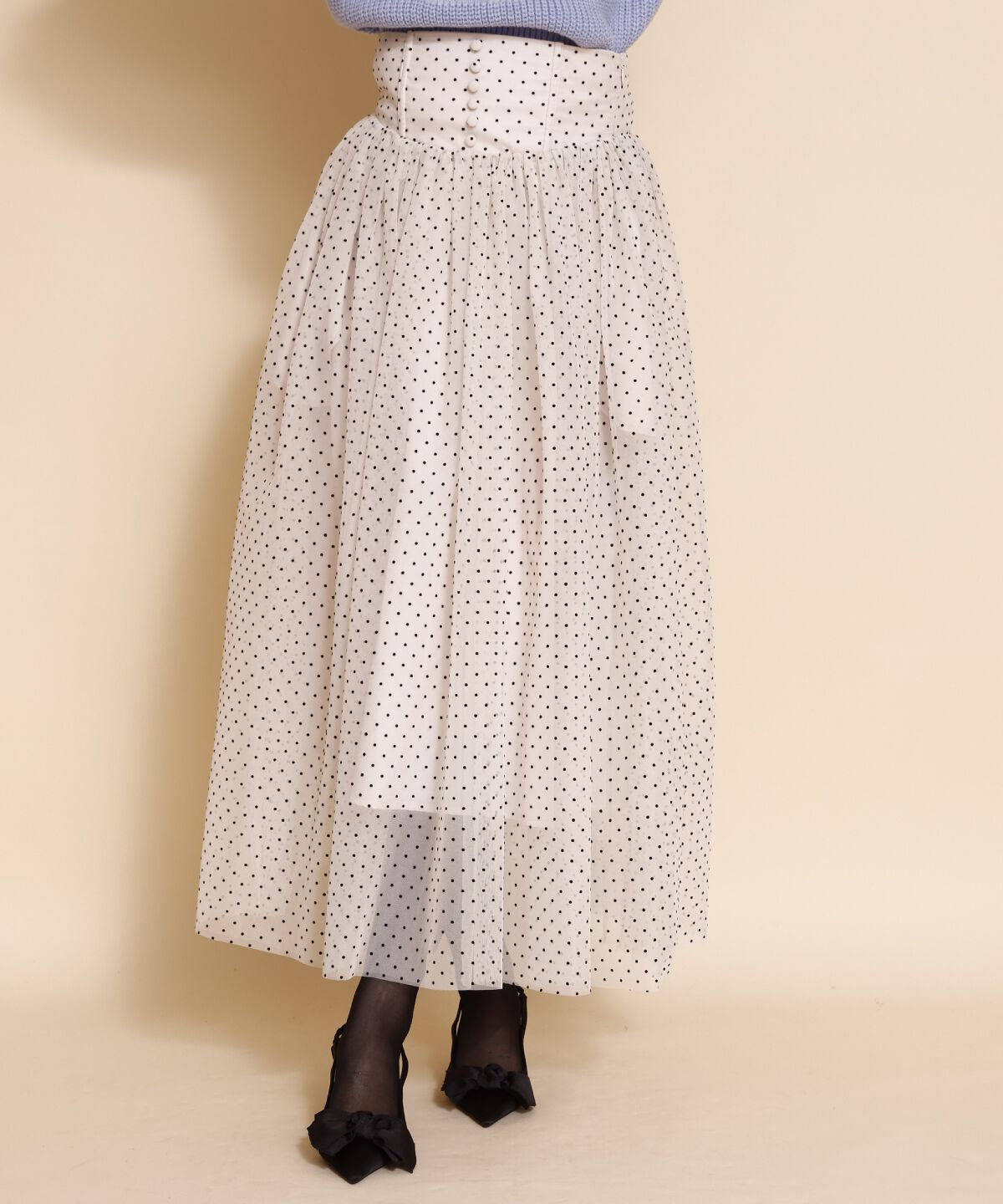 REDYAZEL「ドットチュールフレアスカート」|フレア|