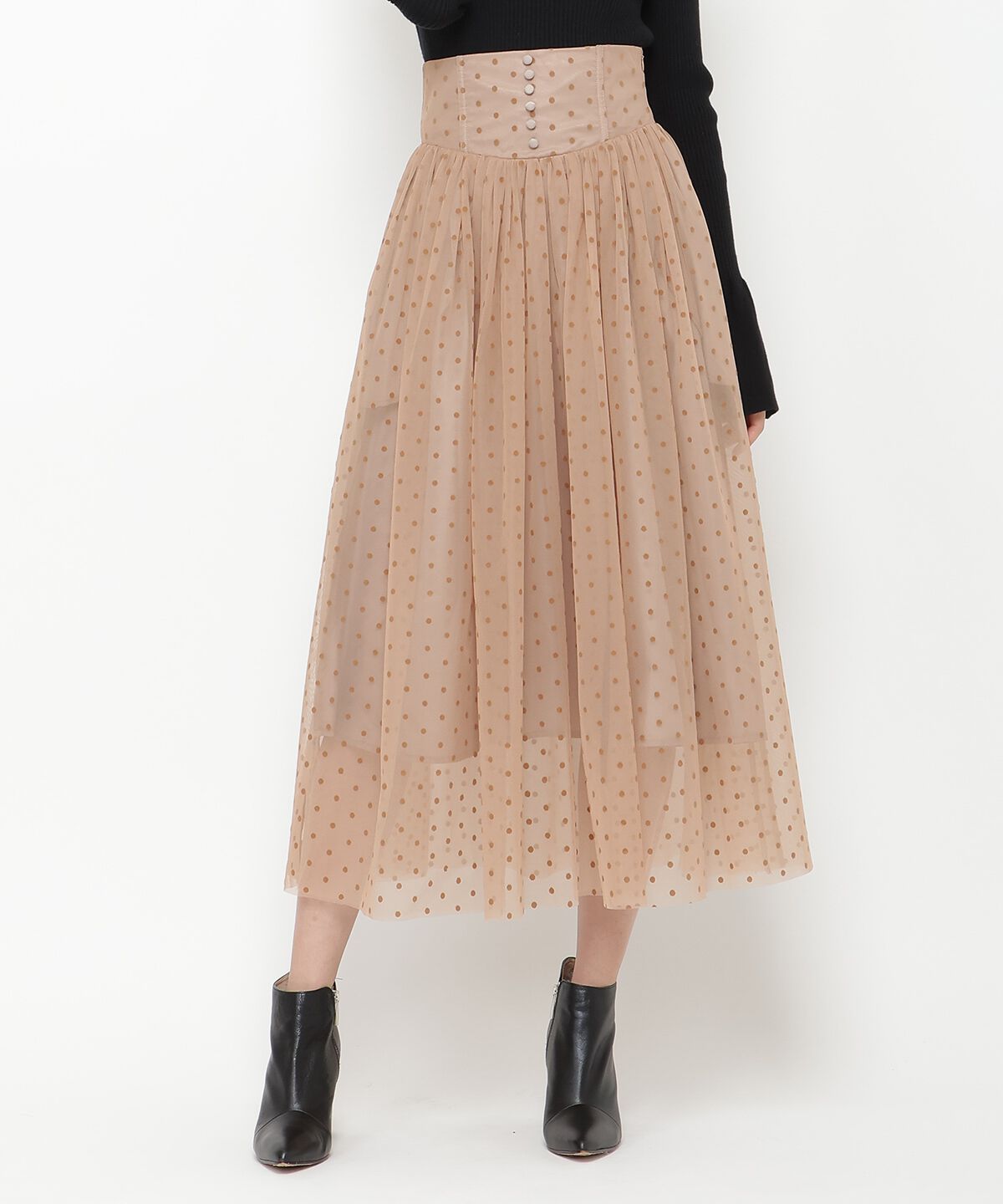 REDYAZEL「ドットチュールフレアスカート」|フレア|