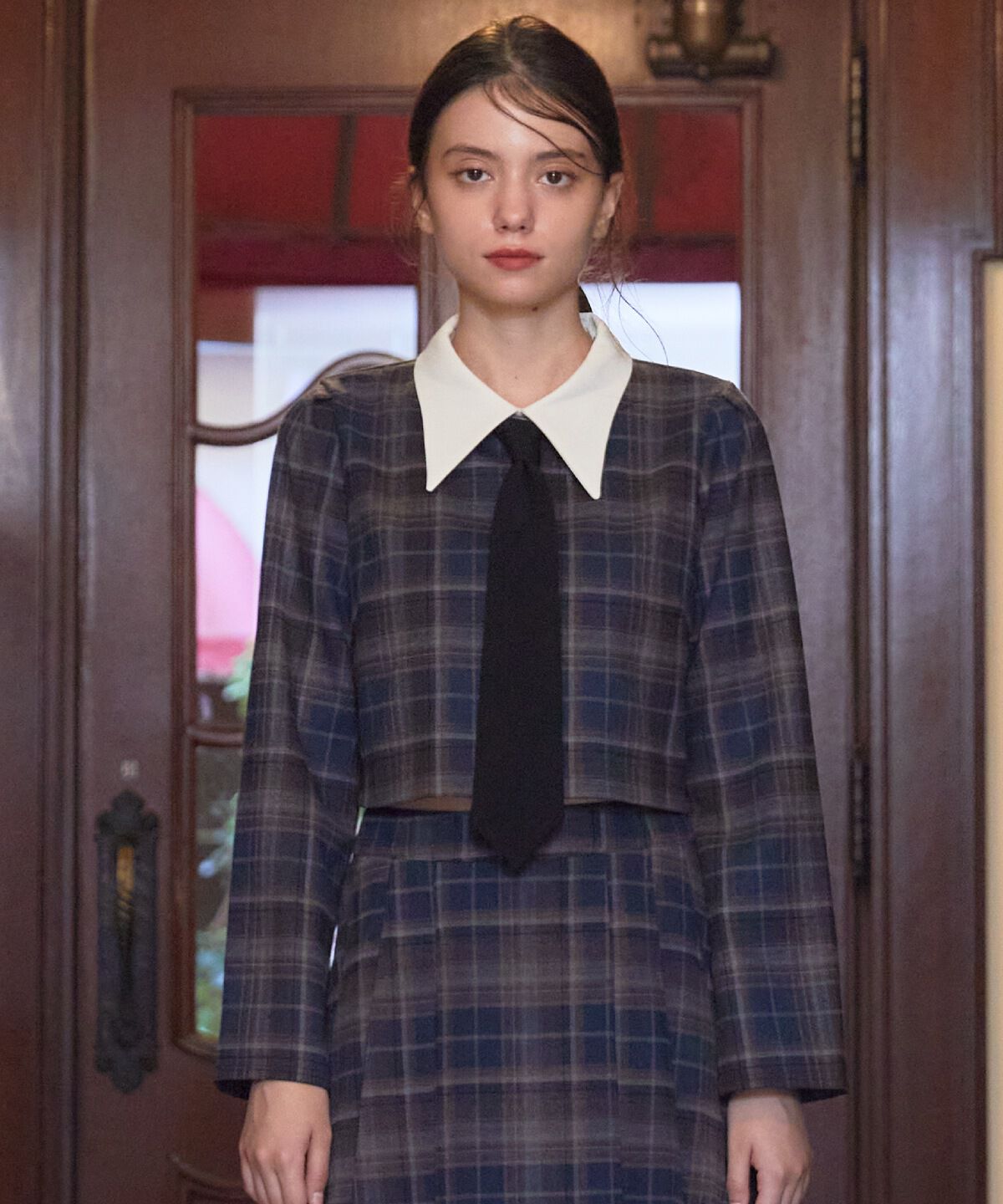 REDYAZEL「ネクタイチェックトップス」|シャツ・ブラウス|