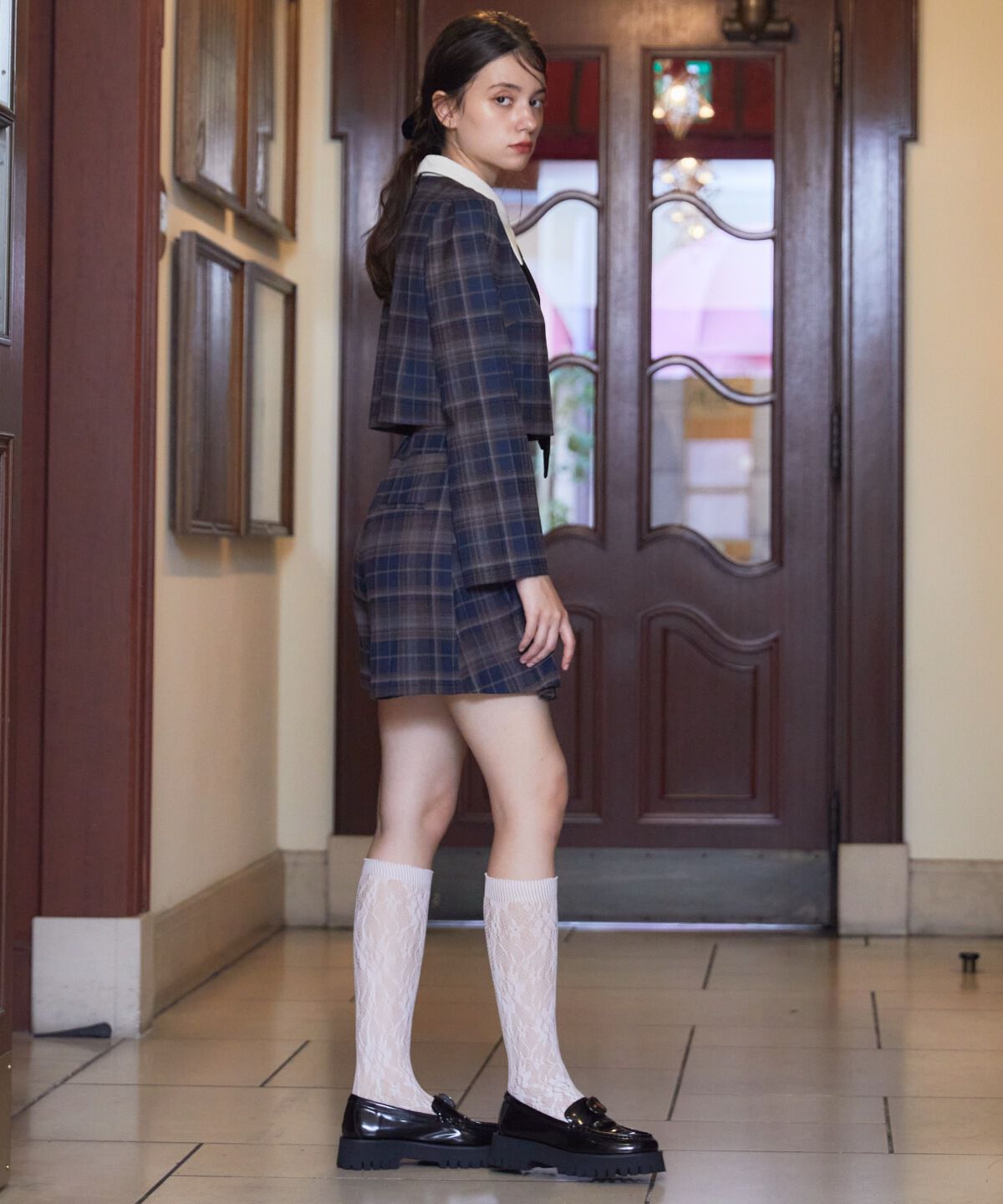 REDYAZEL「ネクタイチェックトップス」|シャツ・ブラウス|