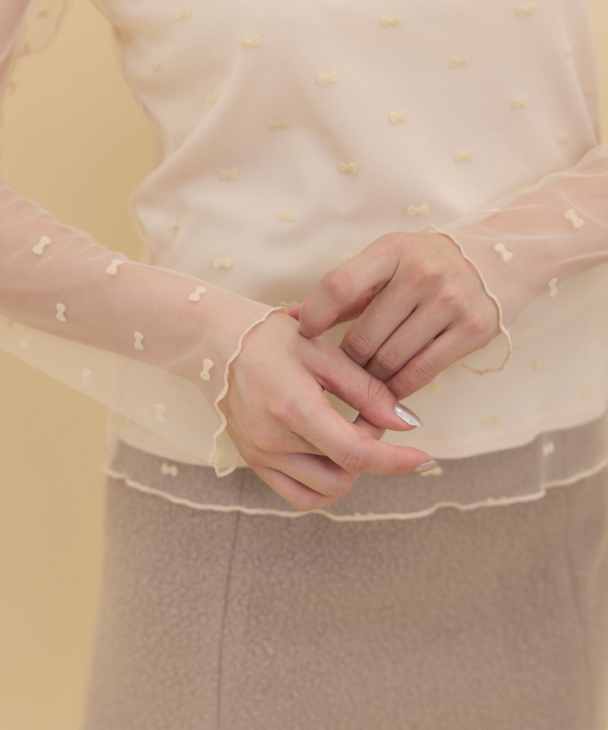 REDYAZEL「リボンフロッキーチュールブラウス」|シャツ・ブラウス|