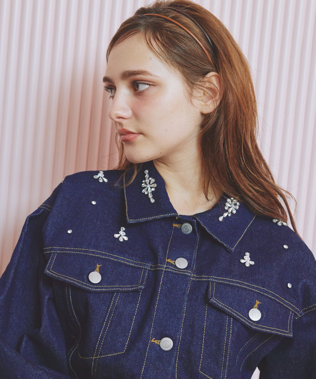 REDYAZEL「ビジューデニムジャケット」|デニムジャケット|