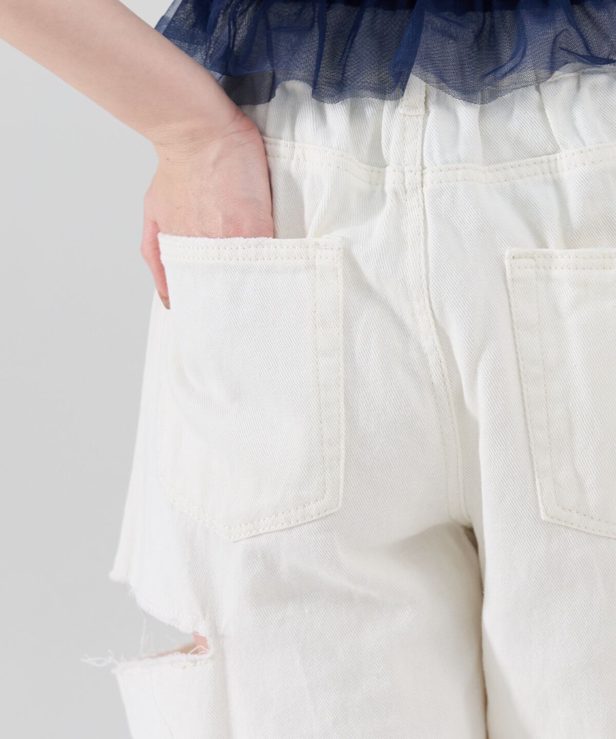 REDYAZEL「サイドダメージワイドパンツ」|デニム|