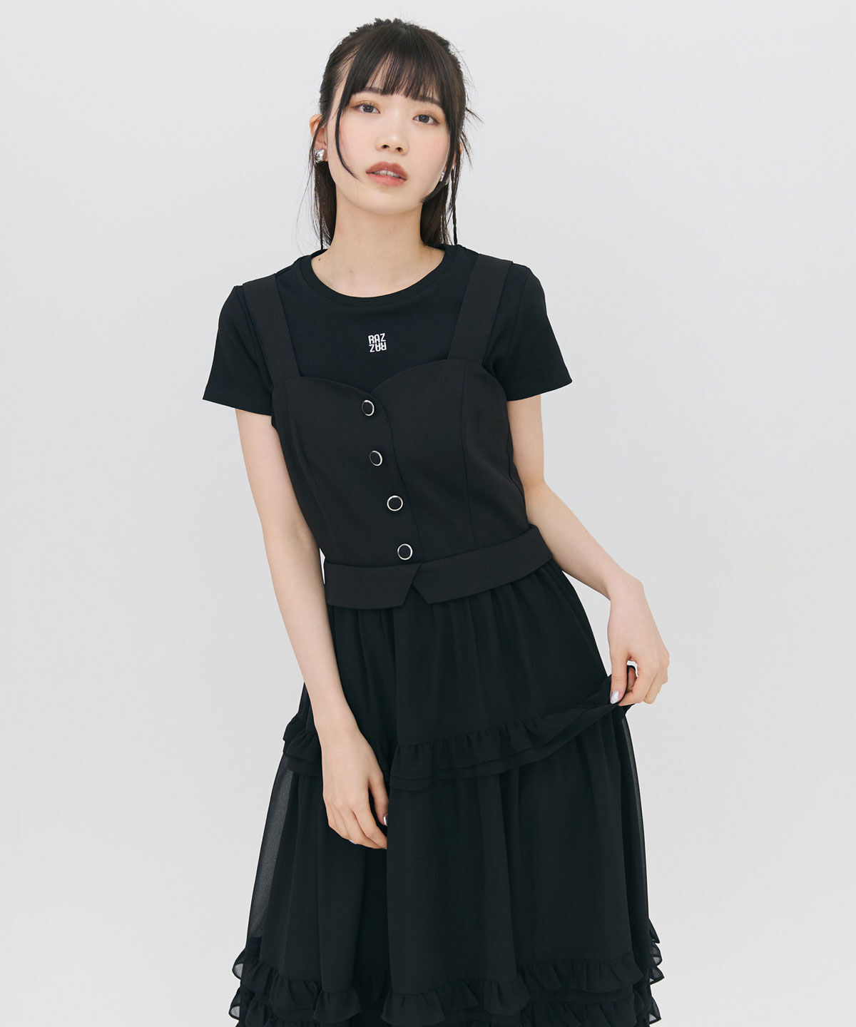 REDYAZEL「ビスチェ&times;メニーフリルティアードワンピース」|ワンピース|