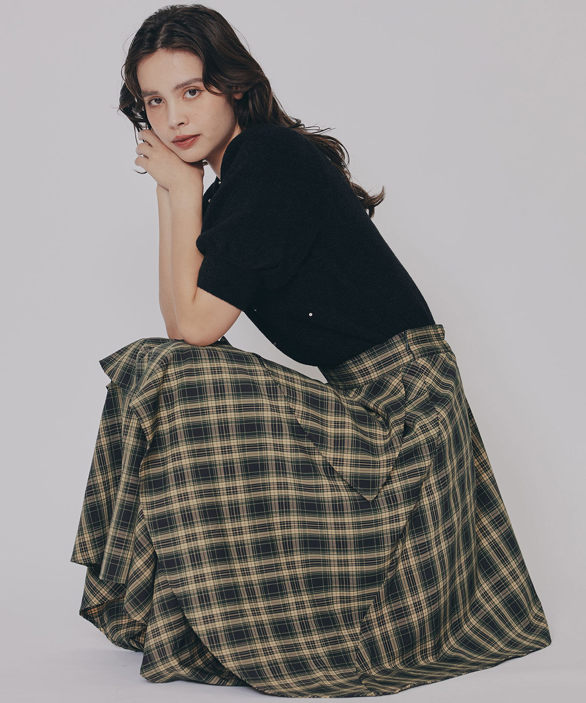 REDYAZEL「タータンチェックティアードスカート」|フレア|