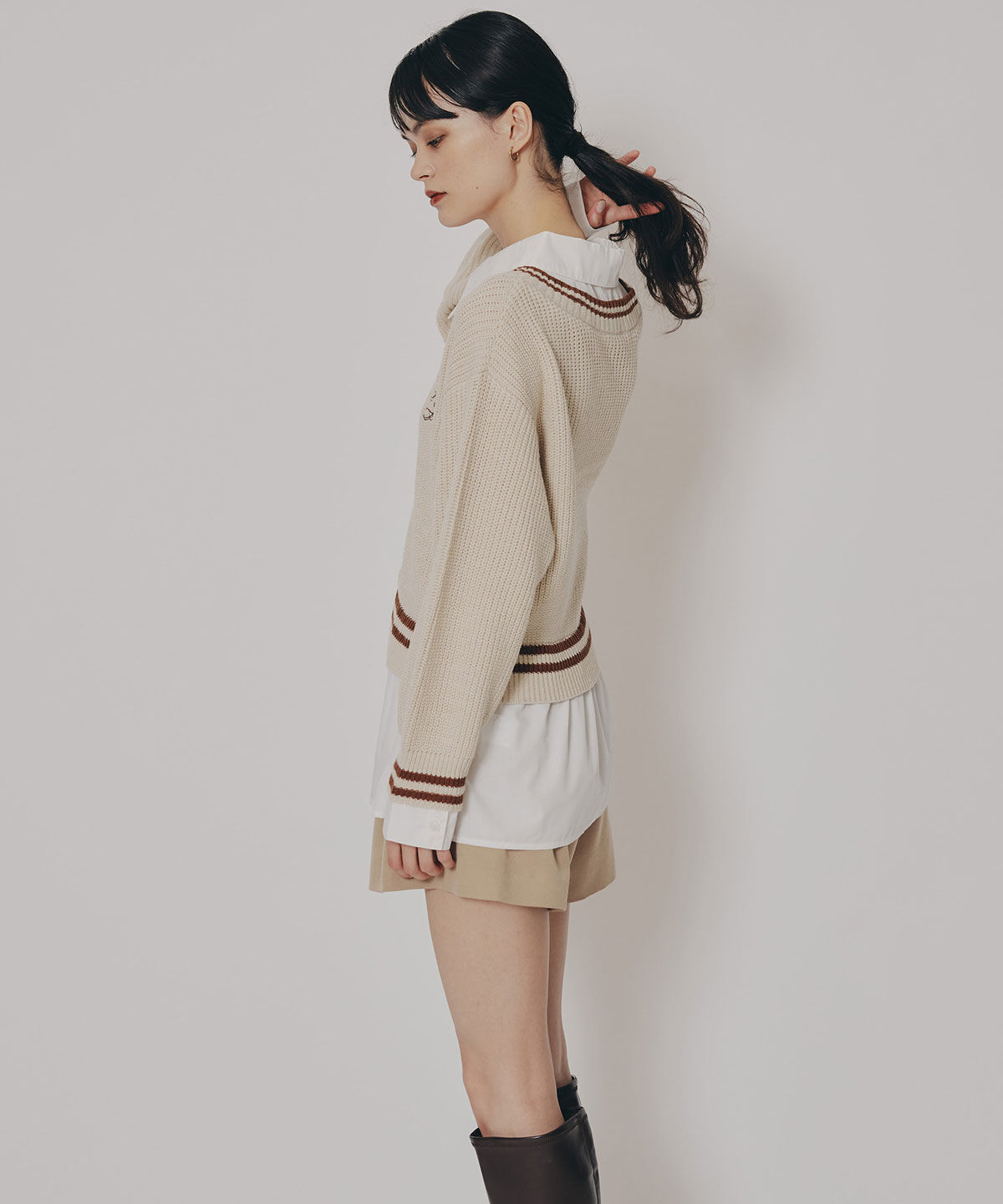 REDYAZEL「レイヤードシャツドッキングニットプルオーバー」|ニット・セーター|