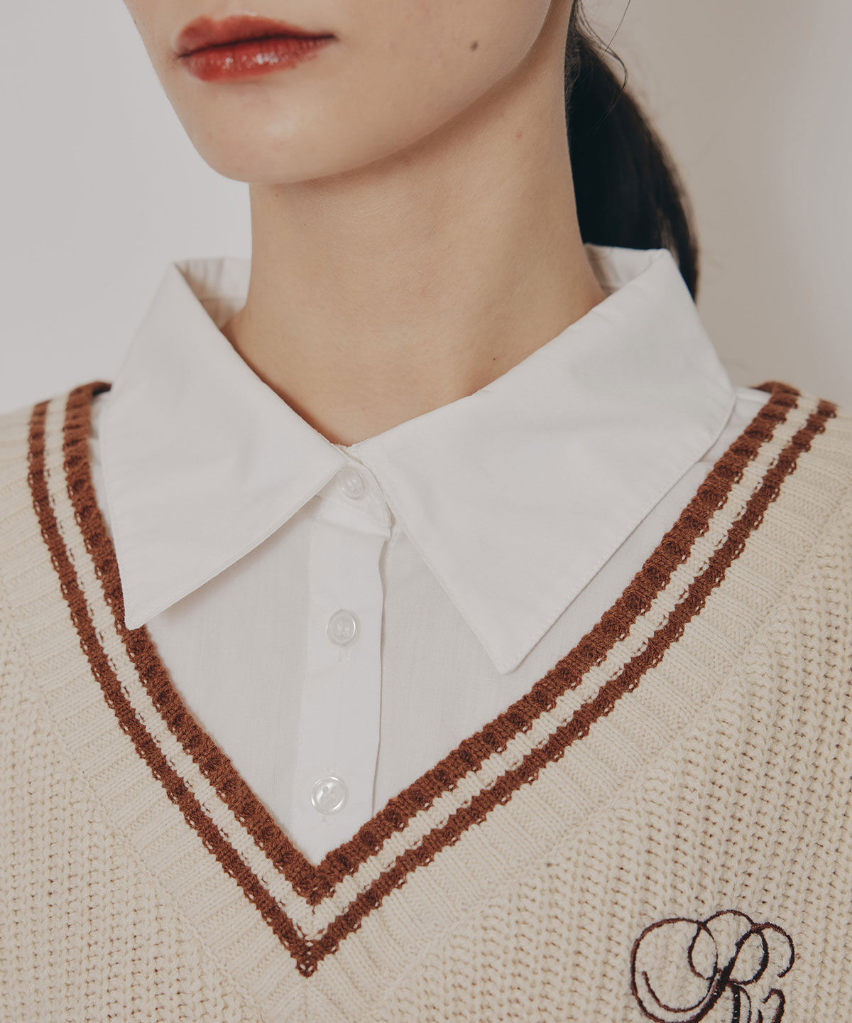 REDYAZEL「レイヤードシャツドッキングニットプルオーバー」|ニット・セーター|