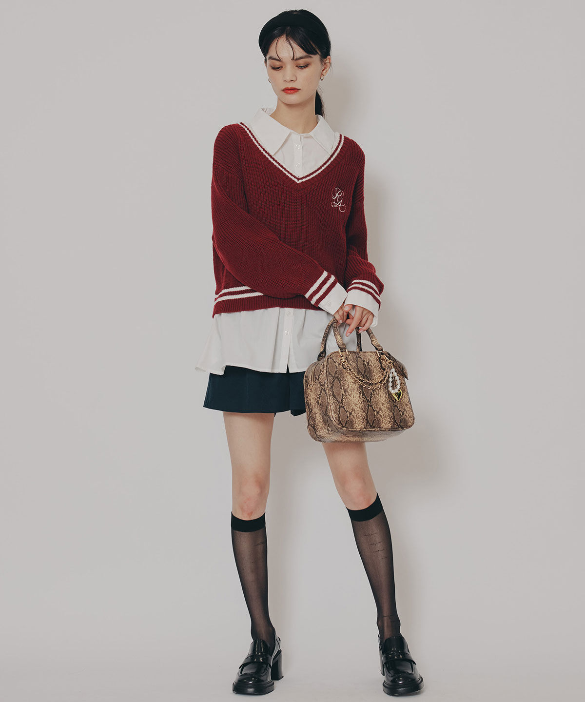 REDYAZEL「レイヤードシャツドッキングニットプルオーバー」|ニット・セーター|