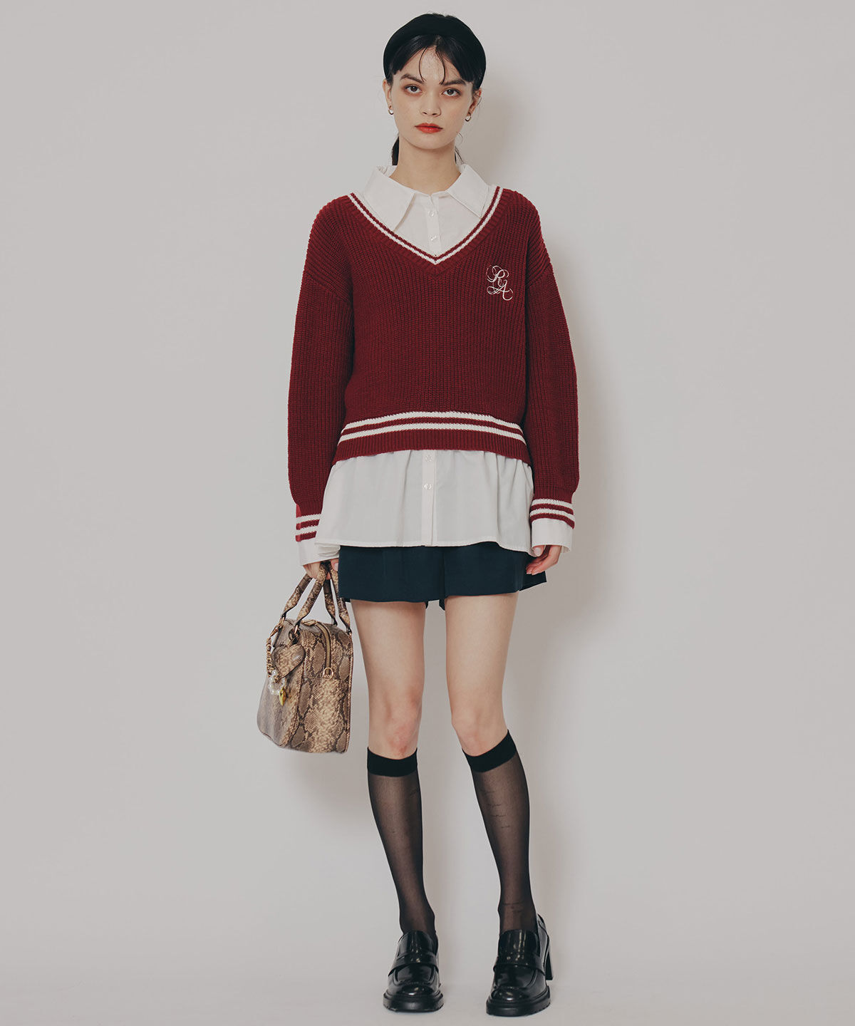 REDYAZEL「レイヤードシャツドッキングニットプルオーバー」|ニット・セーター|