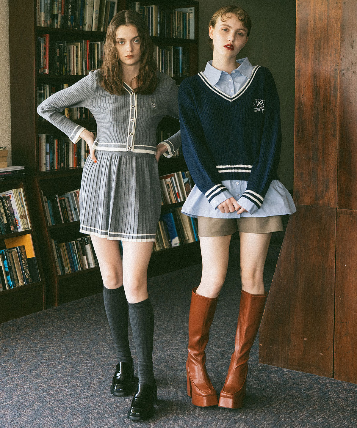 REDYAZEL「レイヤードシャツドッキングニットプルオーバー」|ニット・セーター|