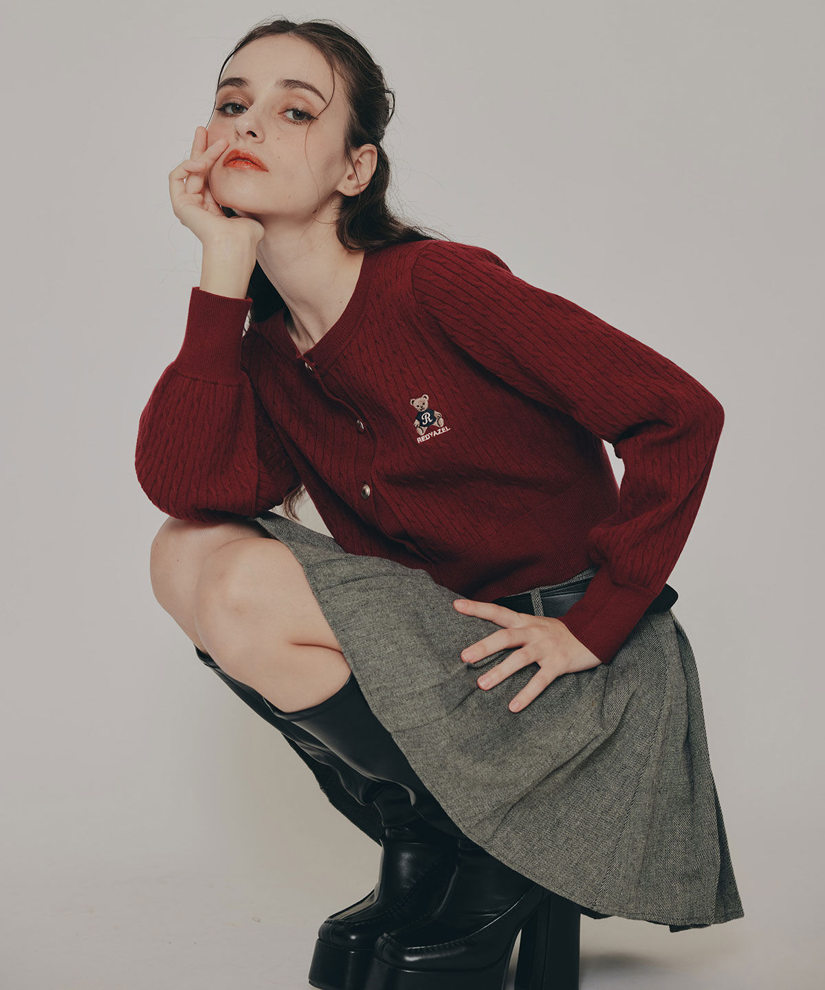 REDYAZEL「Azelyミニケーブルニットカーディガン」|カーディガン|