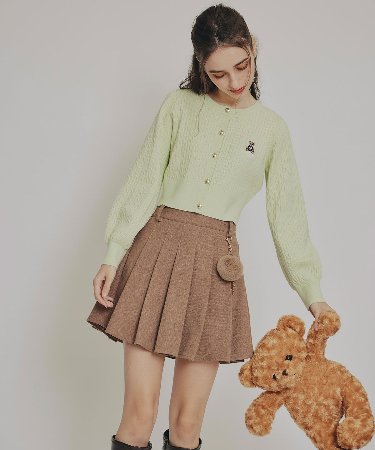 REDYAZEL「Azelyミニケーブルニットカーディガン」|カーディガン|